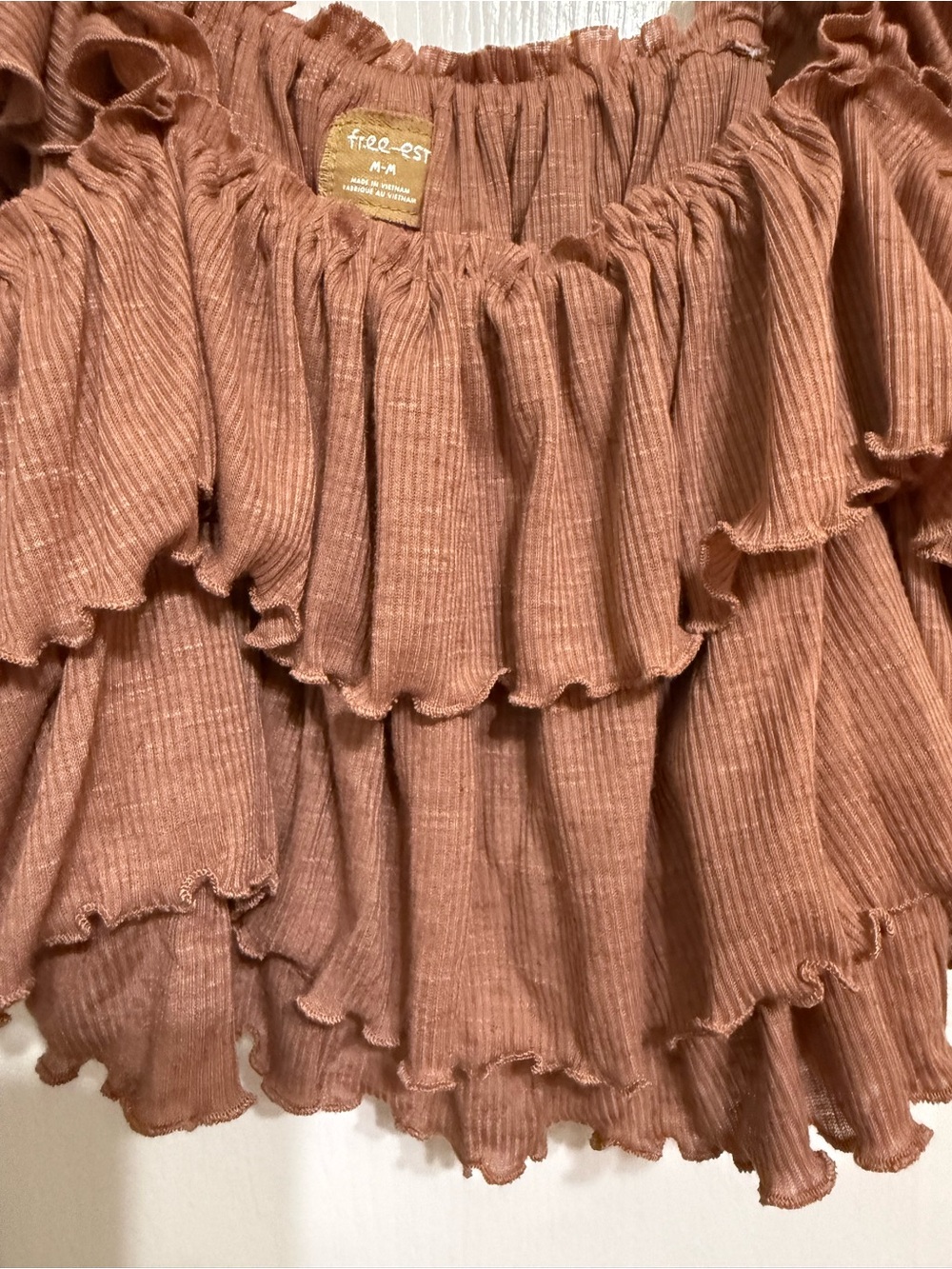 🆕 Free People | Rust Brown Ruffle Crop Top - Picture 3 of 7